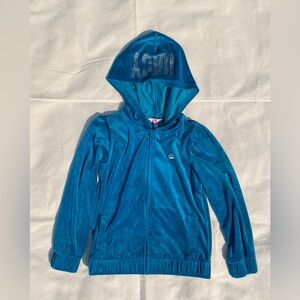 Juicy by Juicy Couture Teal Blue Girls Zip Front Hoodie with Sparkly Logo 10/12